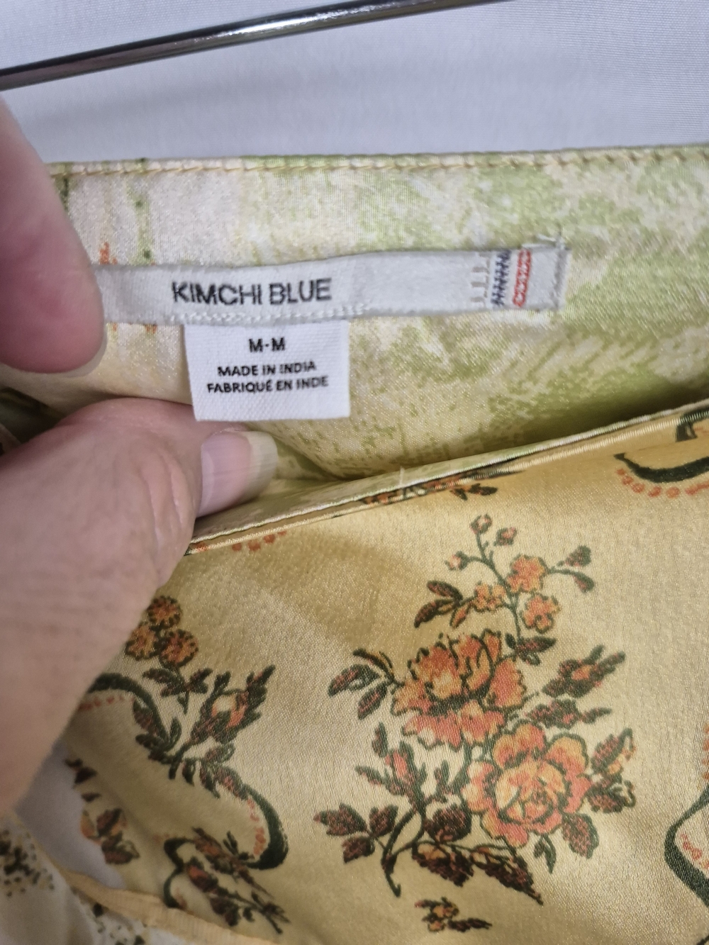 Kimchi Blue Yellow and Green Floral Wrap Mini Skirt Size M - Picture 5 of 7